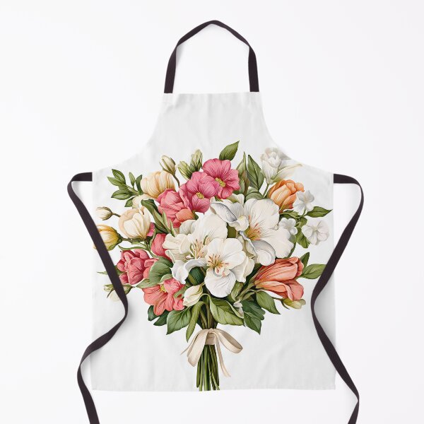 Item preview, Mixed Pink White Peach Floral Bouquet with Ribbon - Elegant Romantic Art Print designed and sold by DesignArtist.ia.