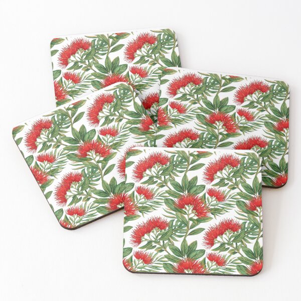 Item preview, Red Pohutukawa Flowers on Midnight Blue Pattern designed and sold by Quotable Gear.