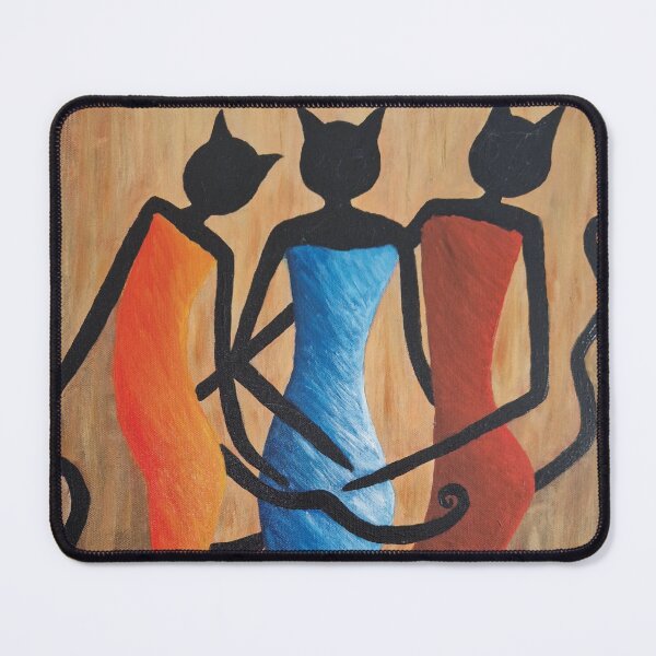 Item preview, Abstract Cat Trio Painting designed and sold by quirky-cat-art.