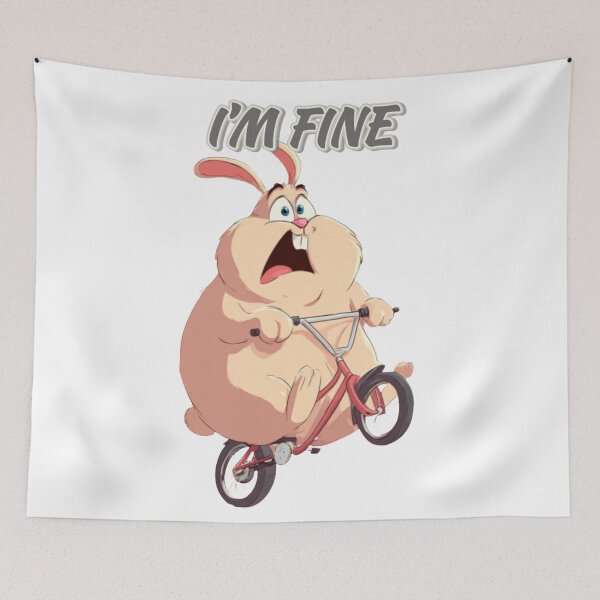 Aperçu de l'œuvre Collection de mèmes humoristiques de lapins – T-shirt mignon avec un lapin à vélo – Je vais bien créée et vendue par MiraLumeStudio.