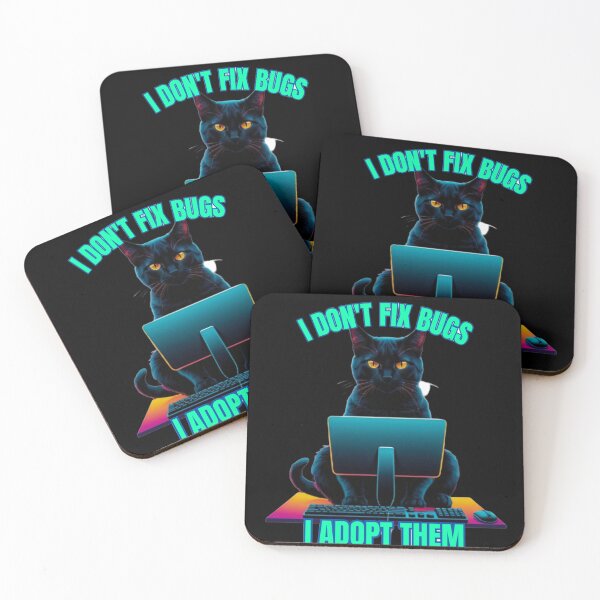 Item preview, Funny Programmer Cat Shirt – I Don't Fix Bugs I Adopt Them – Coding Meme Design designed and sold by PixelClaw.