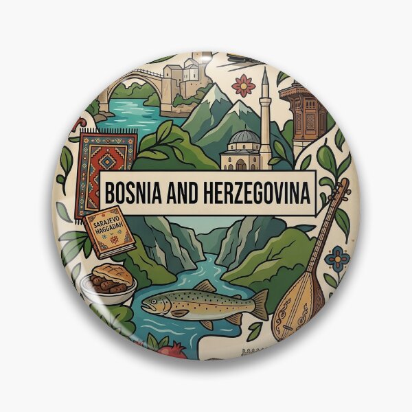 Item preview, Bosnia and Herzegovina Heritage Map designed and sold by FlatlineArtCo.