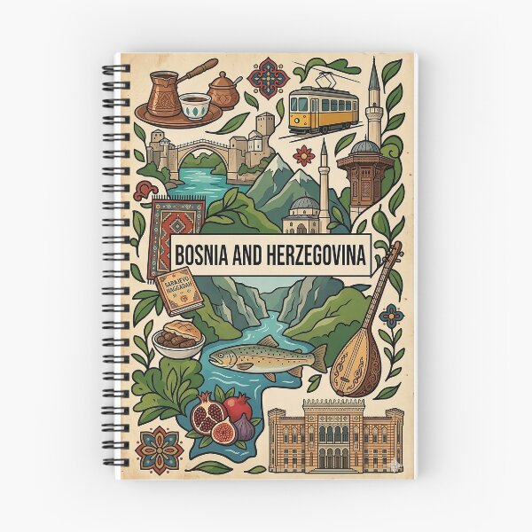 Item preview, Bosnia and Herzegovina Heritage Map designed and sold by FlatlineArtCo.