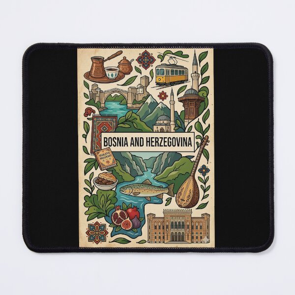 Item preview, Bosnia and Herzegovina Heritage Map designed and sold by FlatlineArtCo.