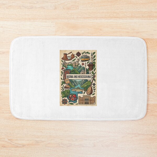 Item preview, Bosnia and Herzegovina Heritage Map designed and sold by FlatlineArtCo.