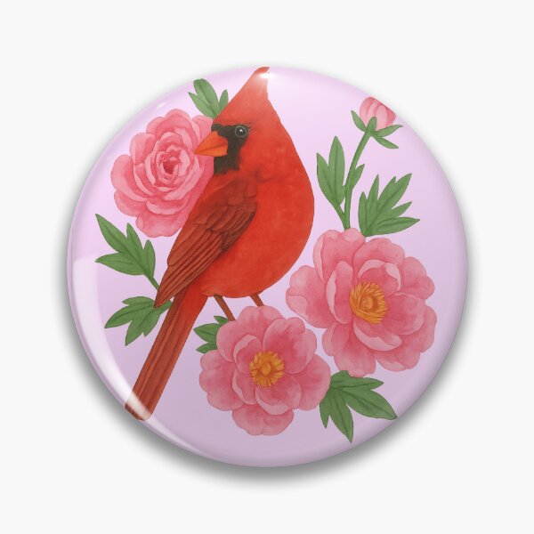 Item preview, Watercolor Cardinal & Peonies - INDIANA Design designed and sold by autumnallen15.
