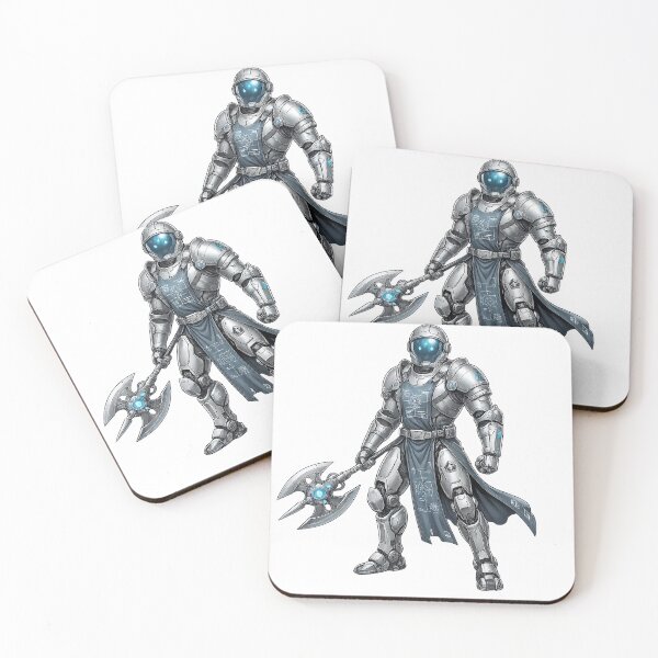 Item preview, Futuristic Space Knight with Energy Axe – Sci-Fi Armored Warrior Illustration designed and sold by FlatlineArtCo.