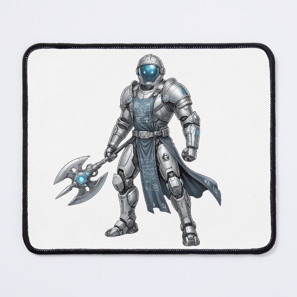 Item preview, Futuristic Space Knight with Energy Axe – Sci-Fi Armored Warrior Illustration designed and sold by FlatlineArtCo.