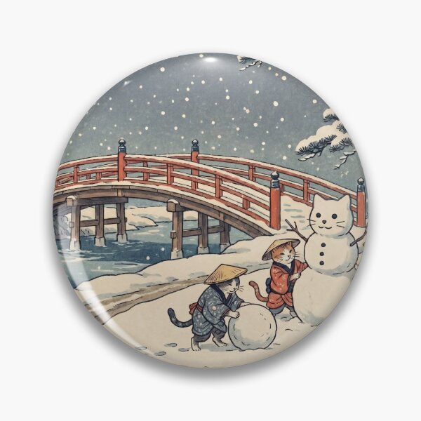 Item preview, Kittens Building a Cat Snowman — Yukiasobi Koneko no Zu | Japanese Ukiyo-e Cat Art designed and sold by Ukiyo Neko Hyakkei - Cats of the Floating World-.