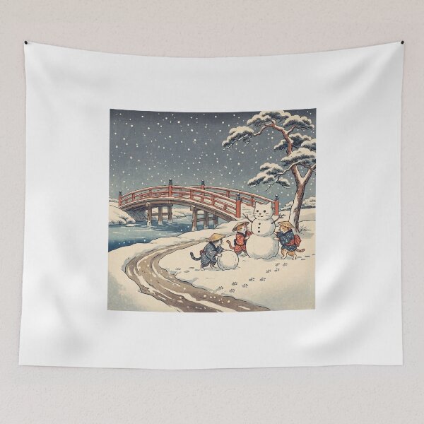 Item preview, Kittens Building a Cat Snowman — Yukiasobi Koneko no Zu | Japanese Ukiyo-e Cat Art designed and sold by Ukiyo Neko Hyakkei - Cats of the Floating World-.