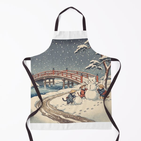 Artikelvorschau, Kätzchen bauen Katzen-Schneefigur — Yukiasobi Koneko no Zu | Ukiyo-e Katzenkunst entworfen und verkauft von Ukiyo Neko Hyakkei - Cats of the Floating World-.