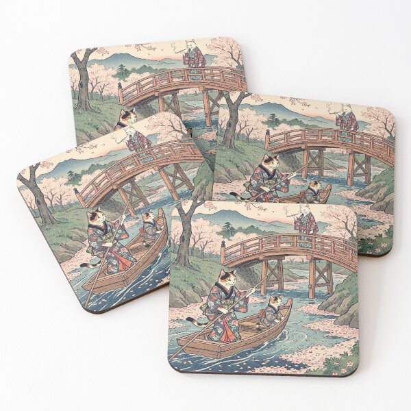 Item preview, Cats on a Cherry Blossom Boat Ride — Hanaikada Funaasobi Zu | Japanese Ukiyo-e Cat Art designed and sold by Ukiyo Neko Hyakkei - Cats of the Floating World-.
