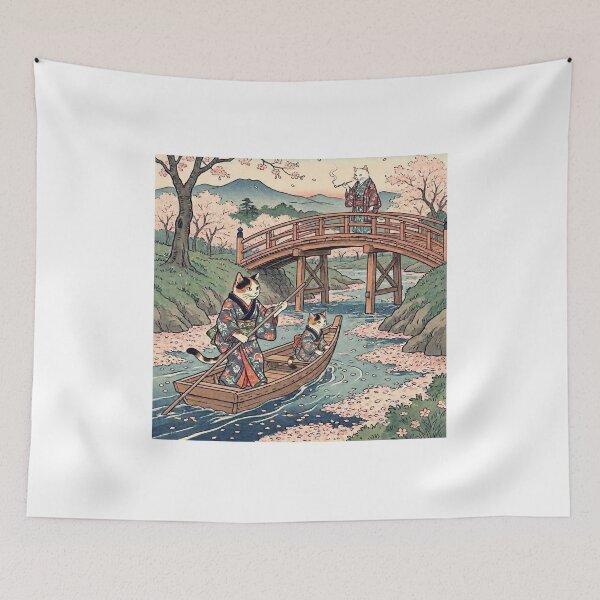 Item preview, Cats on a Cherry Blossom Boat Ride — Hanaikada Funaasobi Zu | Japanese Ukiyo-e Cat Art designed and sold by Ukiyo Neko Hyakkei - Cats of the Floating World-.
