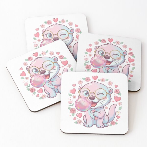 Item preview, Sea Otter Blowing Bubble Gum Funny Kawaii Animal Glasses Design designed and sold by bilal sibgui.