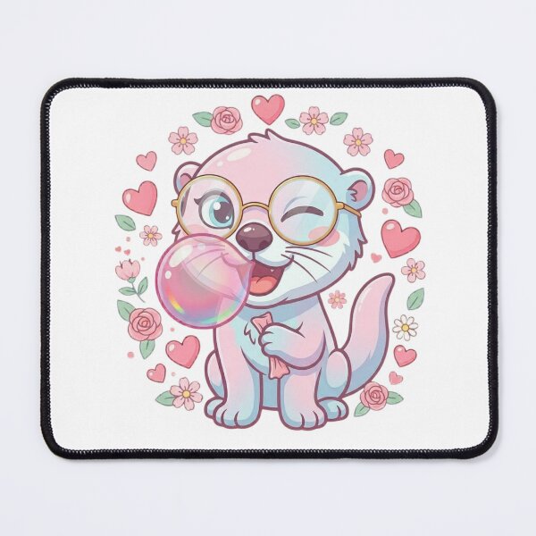 Item preview, Sea Otter Blowing Bubble Gum Funny Kawaii Animal Glasses Design designed and sold by bilal sibgui.
