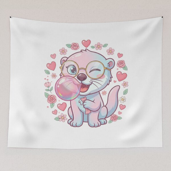 Item preview, Sea Otter Blowing Bubble Gum Funny Kawaii Animal Glasses Design designed and sold by bilal sibgui.
