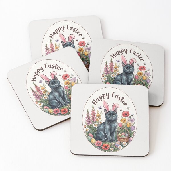Item preview, Funny Black Cat Happy Easter Egg Bunny Boys Girls Kids designed and sold by FurryHavenPH.