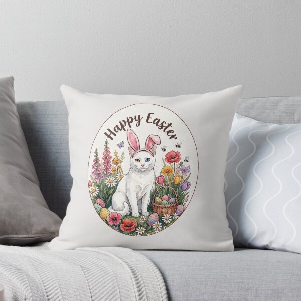 Item preview, Funny Khao Manee Cat Happy Easter Egg Bunny Boys Girls Kids designed and sold by FurryHavenPH.