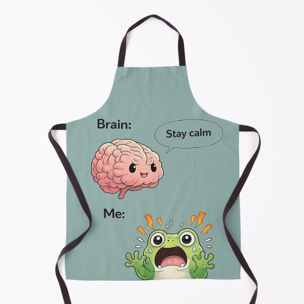 Item preview, Brain vs Me Stay Calm Funny Frog Panic Cute Relatable Meme T-Shirt Sticker Design designed and sold by BabyStark.