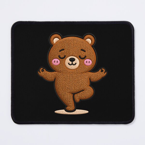 Item preview, Cute Yoga Bear Embroidery Style – Kawaii Meditating Balance Pose Animal Sticker, Calm Zen Aesthetic Design designed and sold by ColorSplash123.