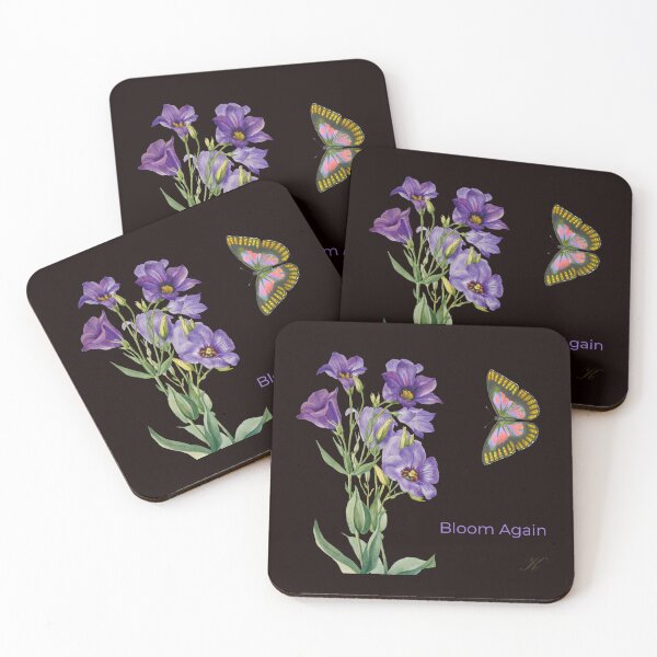 Item preview, Bloom Again – Purple Floral & Butterfly Botanical Art designed and sold by KittenAndCo.