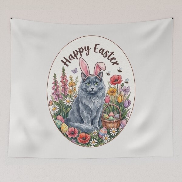 Item preview, Funny Nebelung Cat Happy Easter Egg Bunny Boys Girls Kids designed and sold by FurryHavenPH.