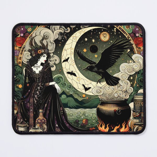 Item preview, The Cauldron of Morgan Le Fay | Arthurian Witch Art Nouveau designed and sold by Stoneflower-Art.