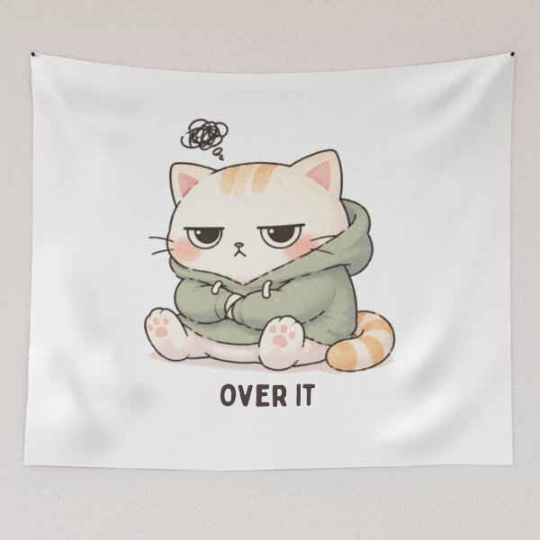 Item preview, Over It Cat | Cute Kawaii Aesthetic | Tired Mood Design designed and sold by The Mood Index.