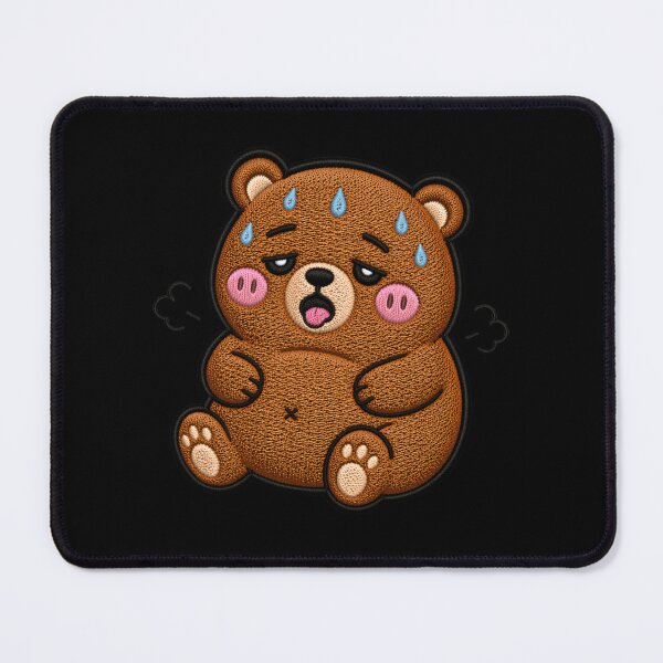 Item preview, Cute Sweaty Workout Bear Embroidery Style – Kawaii Tired Gym Animal, Funny Post Workout Sticker Design designed and sold by ColorSplash123.