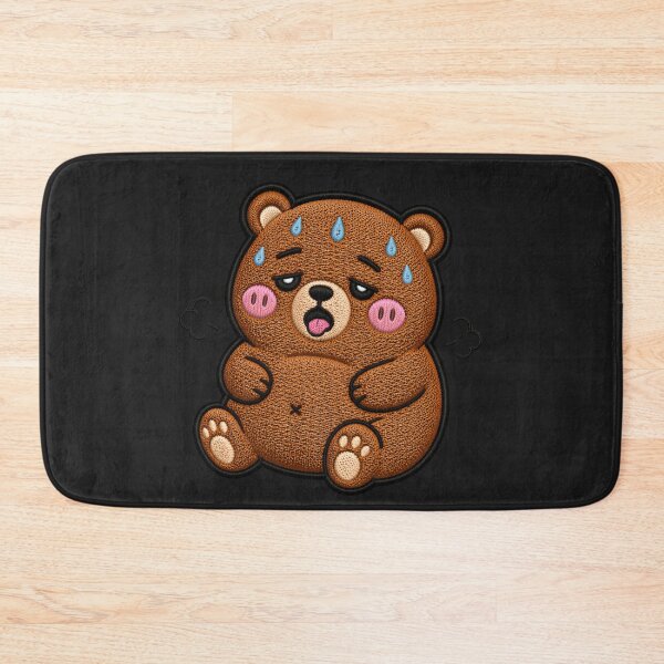 Item preview, Cute Sweaty Workout Bear Embroidery Style – Kawaii Tired Gym Animal, Funny Post Workout Sticker Design designed and sold by ColorSplash123.