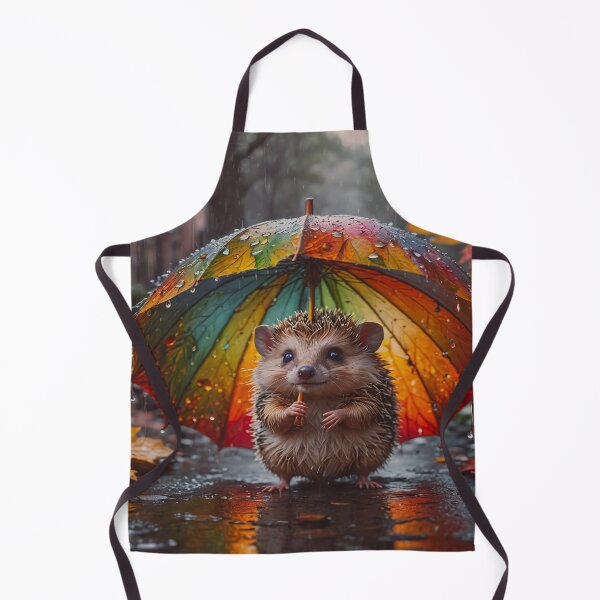 Item preview, Cute Hedgehog Under Rainbow Umbrella Wall Art – Cozy Autumn Rain Animal Print designed and sold by BeautifulVirtues.