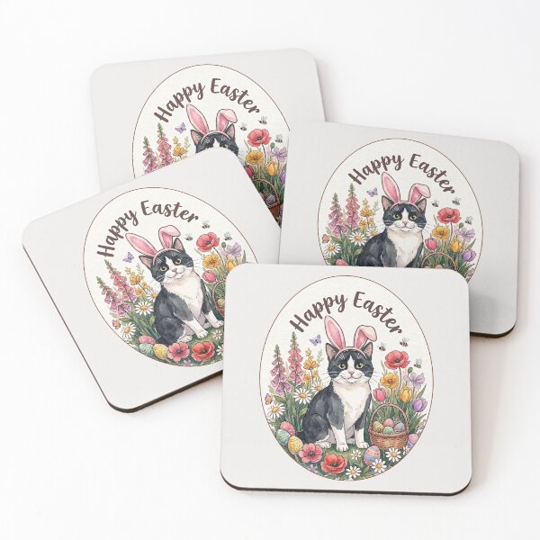 Item preview, Funny Tuxedo Cat Happy Easter Egg Bunny Boys Girls Kids designed and sold by FurryHavenPH.