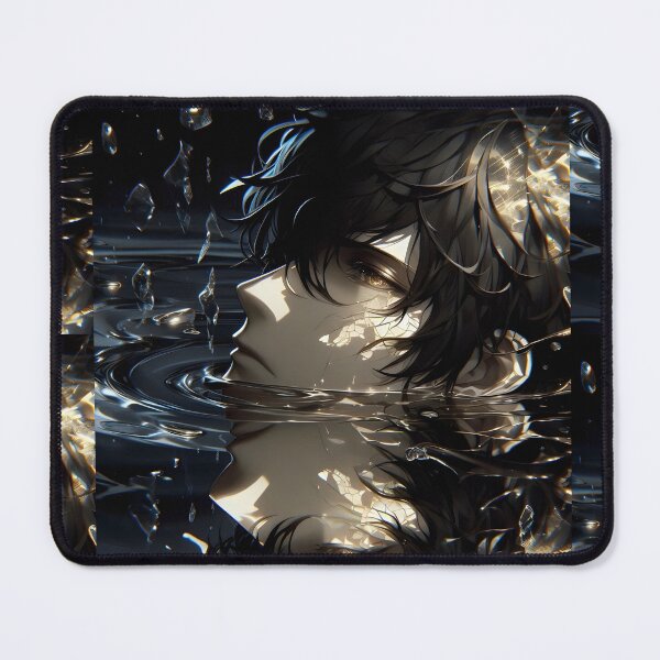 Item preview, Submerged Illusions: The Melancholic Anime Boy and the Shattered Water Reflection designed and sold by MouradStudio.