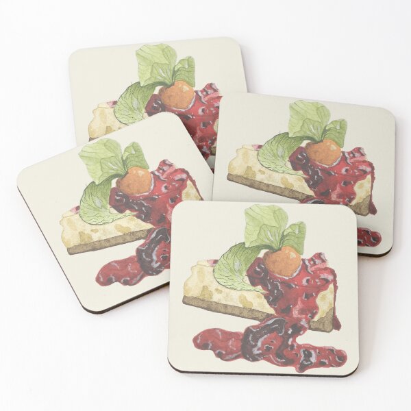 Item preview, Cheesecake with fruit sauce – handmade in watercolor. designed and sold by Greitas.