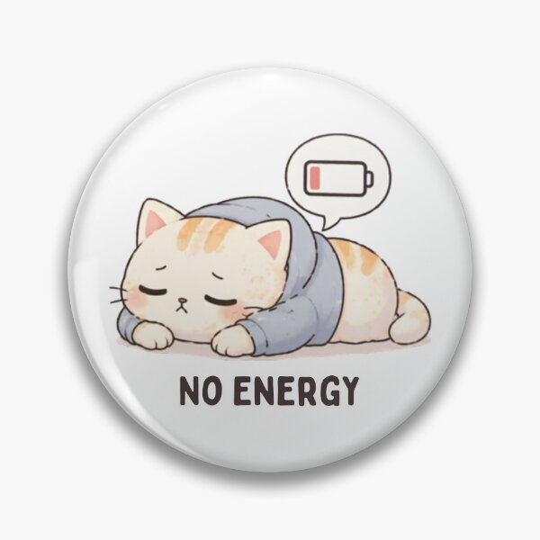 Item preview, No Energy Cat | Cute Kawaii Aesthetic | Low Energy Mood Design designed and sold by The Mood Index.
