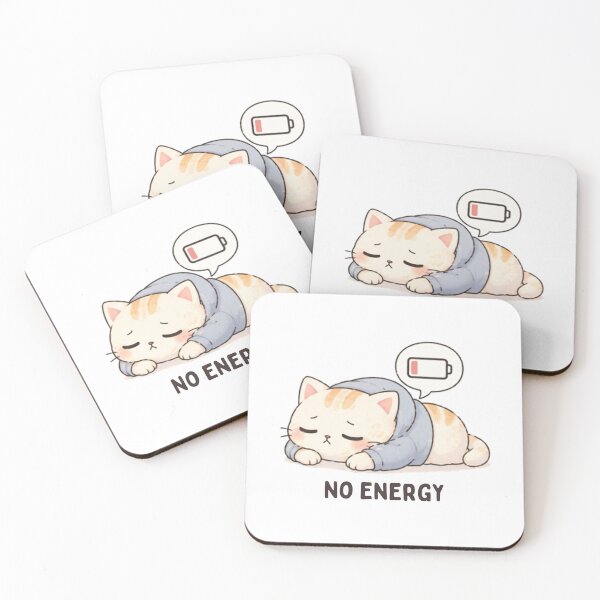 Item preview, No Energy Cat | Cute Kawaii Aesthetic | Low Energy Mood Design designed and sold by The Mood Index.