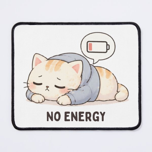 Item preview, No Energy Cat | Cute Kawaii Aesthetic | Low Energy Mood Design designed and sold by The Mood Index.