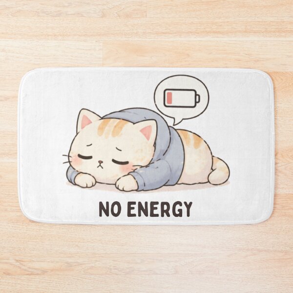 Item preview, No Energy Cat | Cute Kawaii Aesthetic | Low Energy Mood Design designed and sold by The Mood Index.