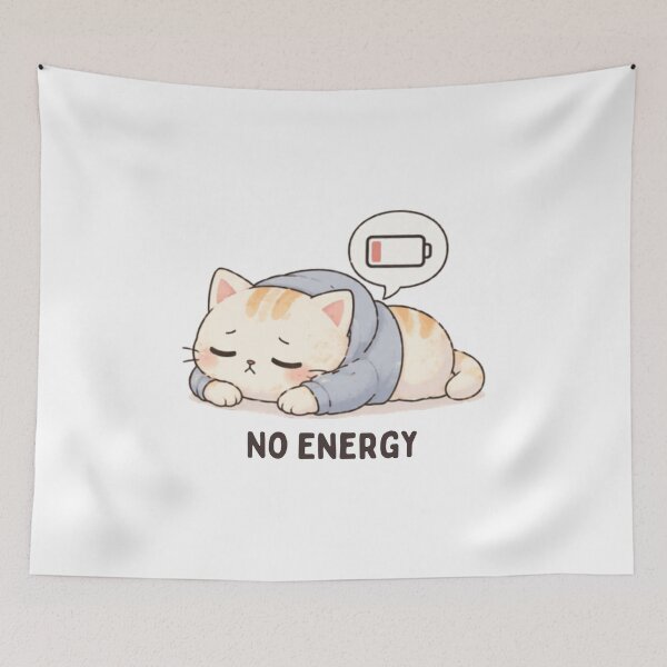 Item preview, No Energy Cat | Cute Kawaii Aesthetic | Low Energy Mood Design designed and sold by The Mood Index.