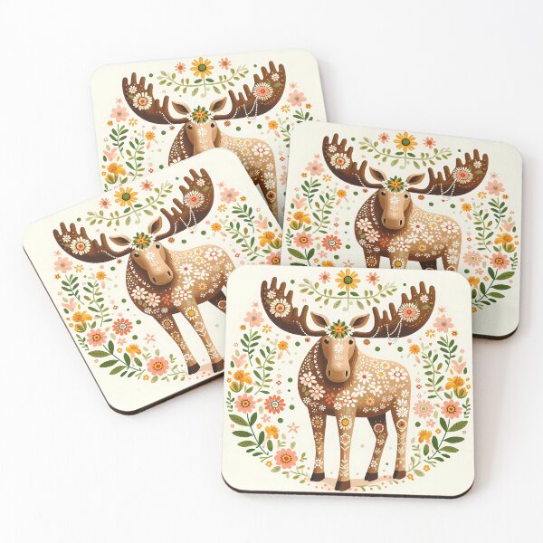 Item preview, Scandinavian Folk Art Charming Standing Moose by heidiannemorris © designed and sold by FOLK ART FUSION by heidiannemorris.