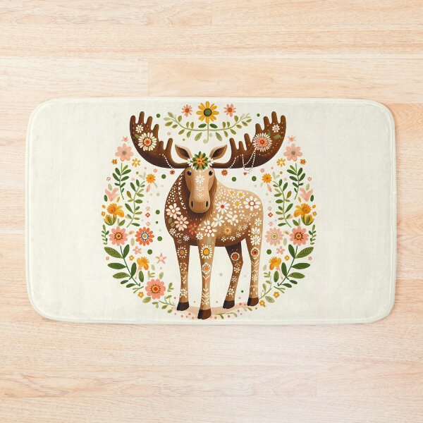 Item preview, Scandinavian Folk Art Charming Standing Moose by heidiannemorris © designed and sold by FOLK ART FUSION by heidiannemorris.