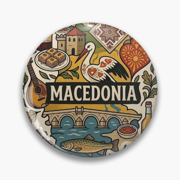 Item preview, Macedonia Heritage & Culture – Vintage Folk Art Illustration designed and sold by FlatlineArtCo.