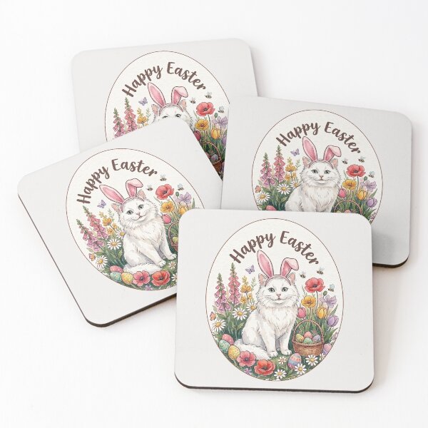 Item preview, Funny White Cat Happy Easter Egg Bunny Boys Girls Kids designed and sold by FurryHavenPH.