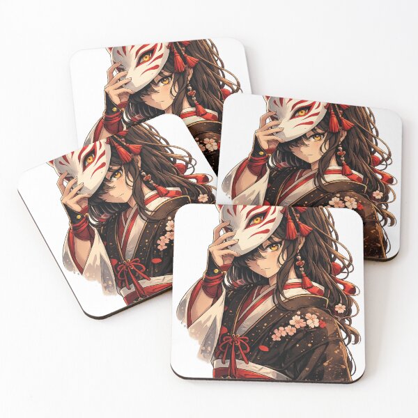 Item preview, Kitsune Mask Anime Girl Sticker | Japanese Fox Spirit Kimono Art Aesthetic designed and sold by Sticker Hubs.