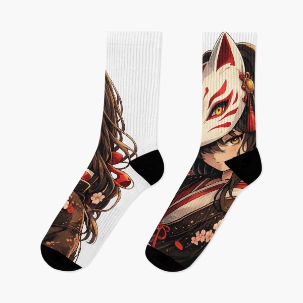 Item preview, Kitsune Mask Anime Girl Sticker | Japanese Fox Spirit Kimono Art Aesthetic designed and sold by Sticker Hubs.