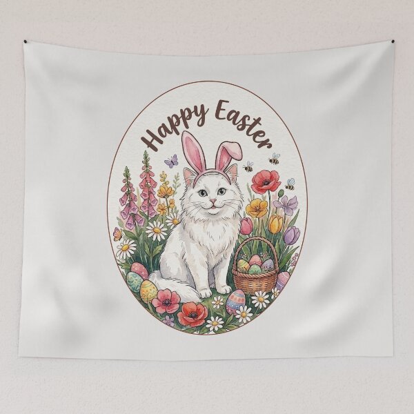 Item preview, Funny White Cat Happy Easter Egg Bunny Boys Girls Kids designed and sold by FurryHavenPH.