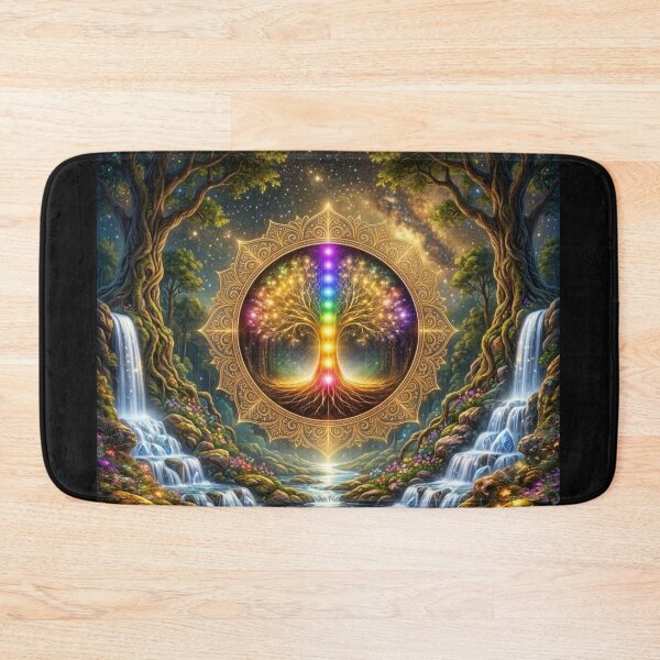 Item preview, Cosmic Chakra Tree of Life - Golden Mandala Nature Sanctuary designed and sold by GiftzCircle.
