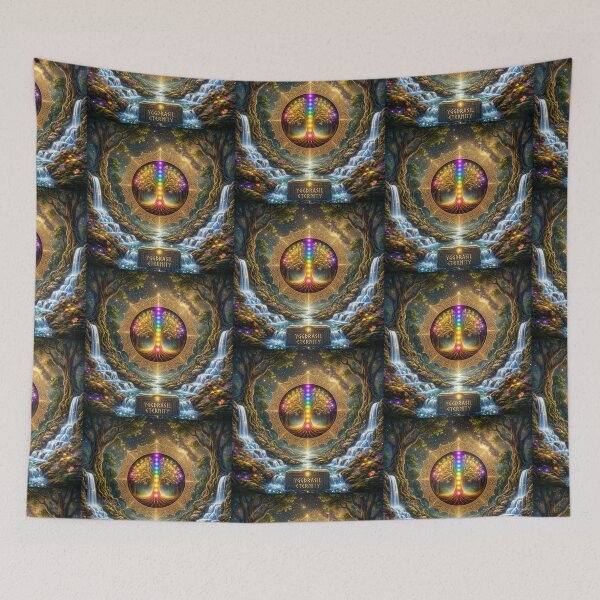 Item preview, Cosmic Chakra Tree of Life - Golden Mandala Nature Sanctuary designed and sold by GiftzCircle.