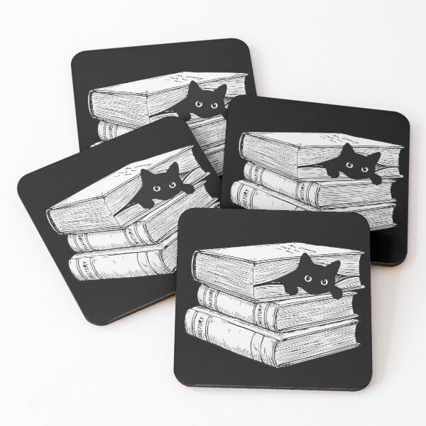 Item preview, Black Cat in Book Stack designed and sold by Gkinoki.