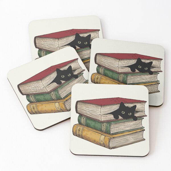 Item preview, Black Cat in Book Stack designed and sold by Gkinoki.